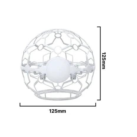 STEAM飛行套件：白色球型保護框無人機，尺寸 125 × 125 mm